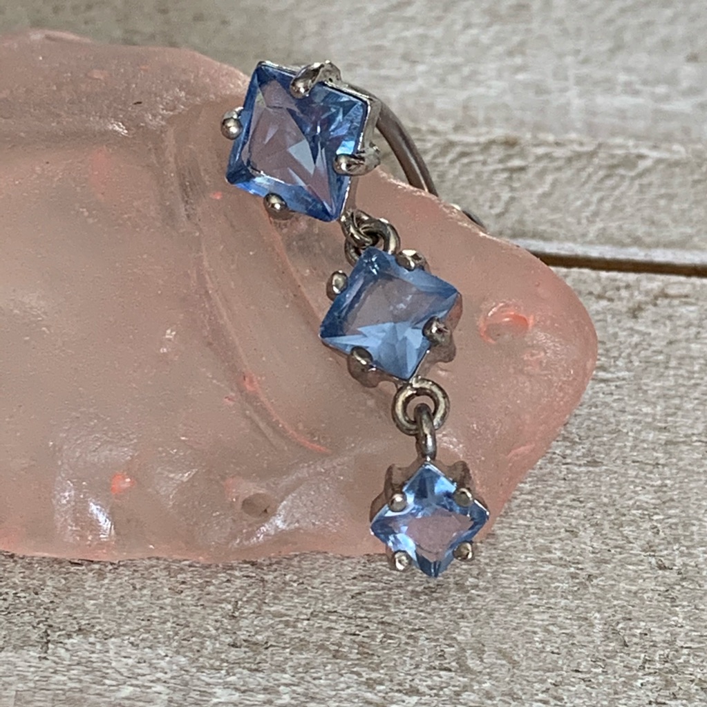 Blue Gem Reverse Dangle Navel Ring 16g New Belly Button Ring